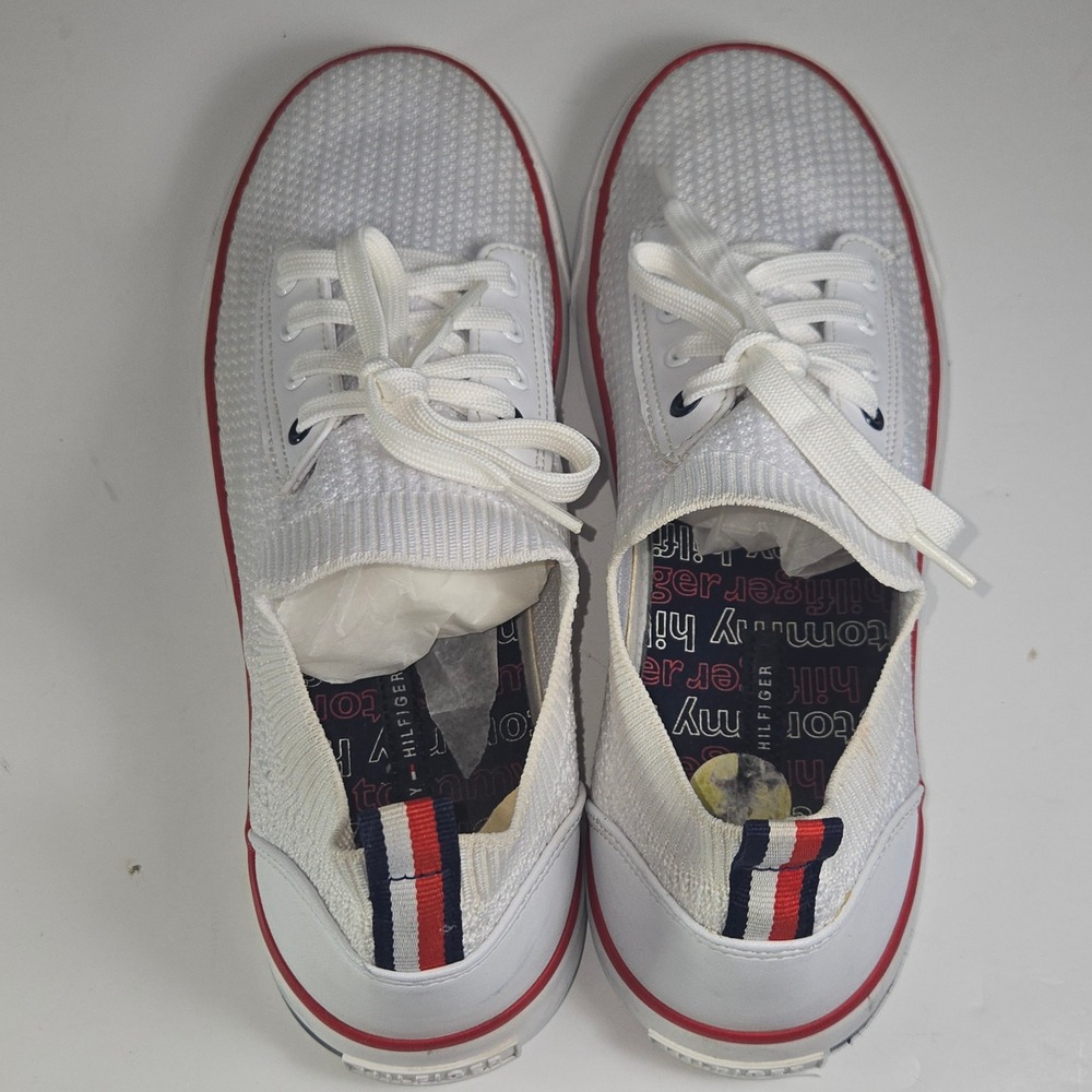 Tommy Hilfiger Women's TWGESSII White Knit Lace Up Sneakers Size 9M - Picture 2 of 10
